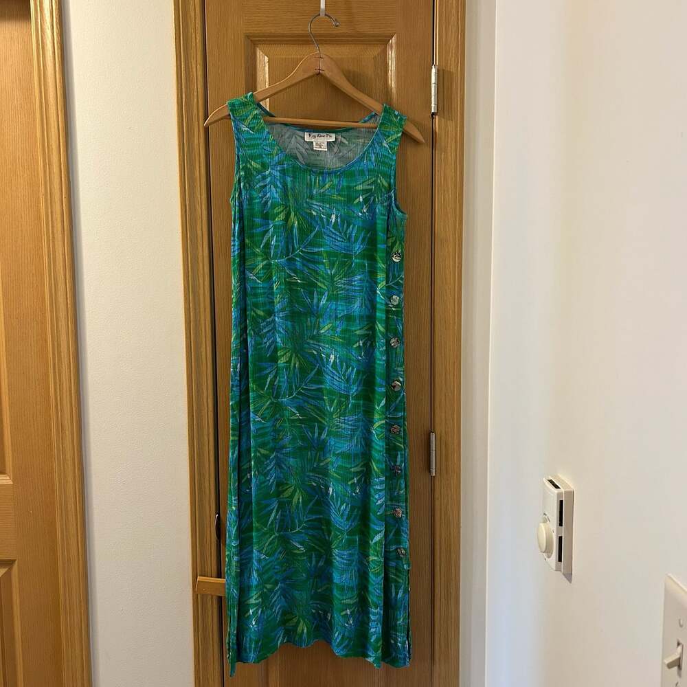 Key Lime Pie Tropical Leaf Print Sleeveless Two-Piece Dress Set Size s